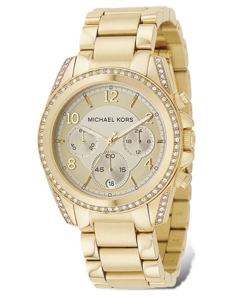 michael kors gold tone embellished watch|michael kors chronograph watch.